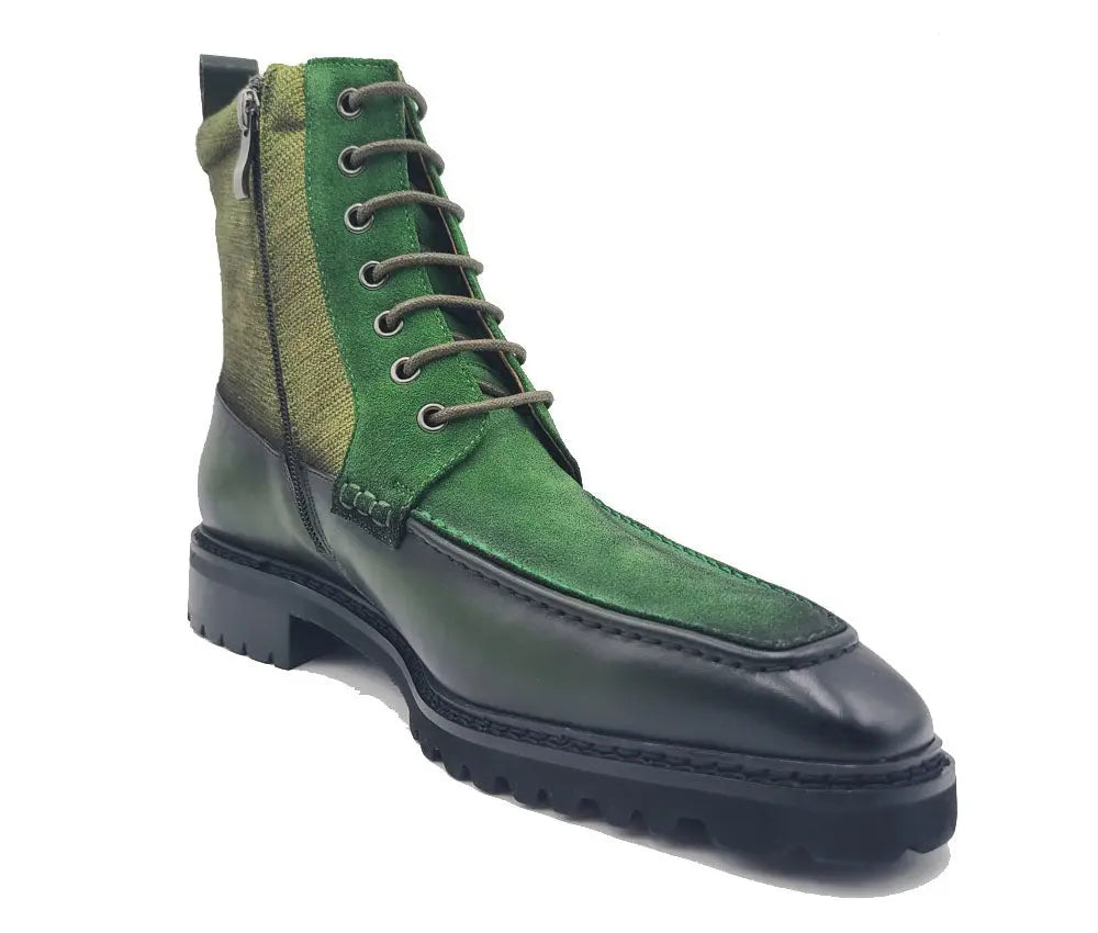 Burnished Calfskin & Suede Slip-On Boot Carrucci
