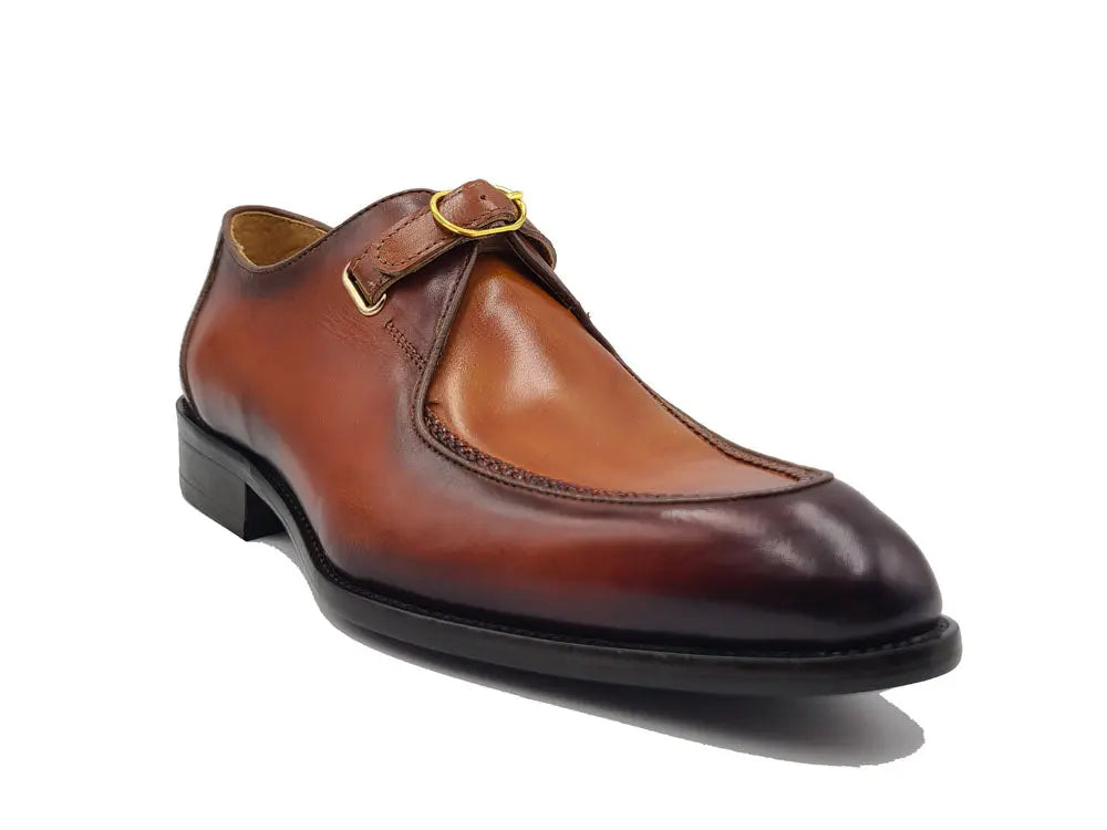 Burnished Moc Toe Single Monk Loafer Carrucci