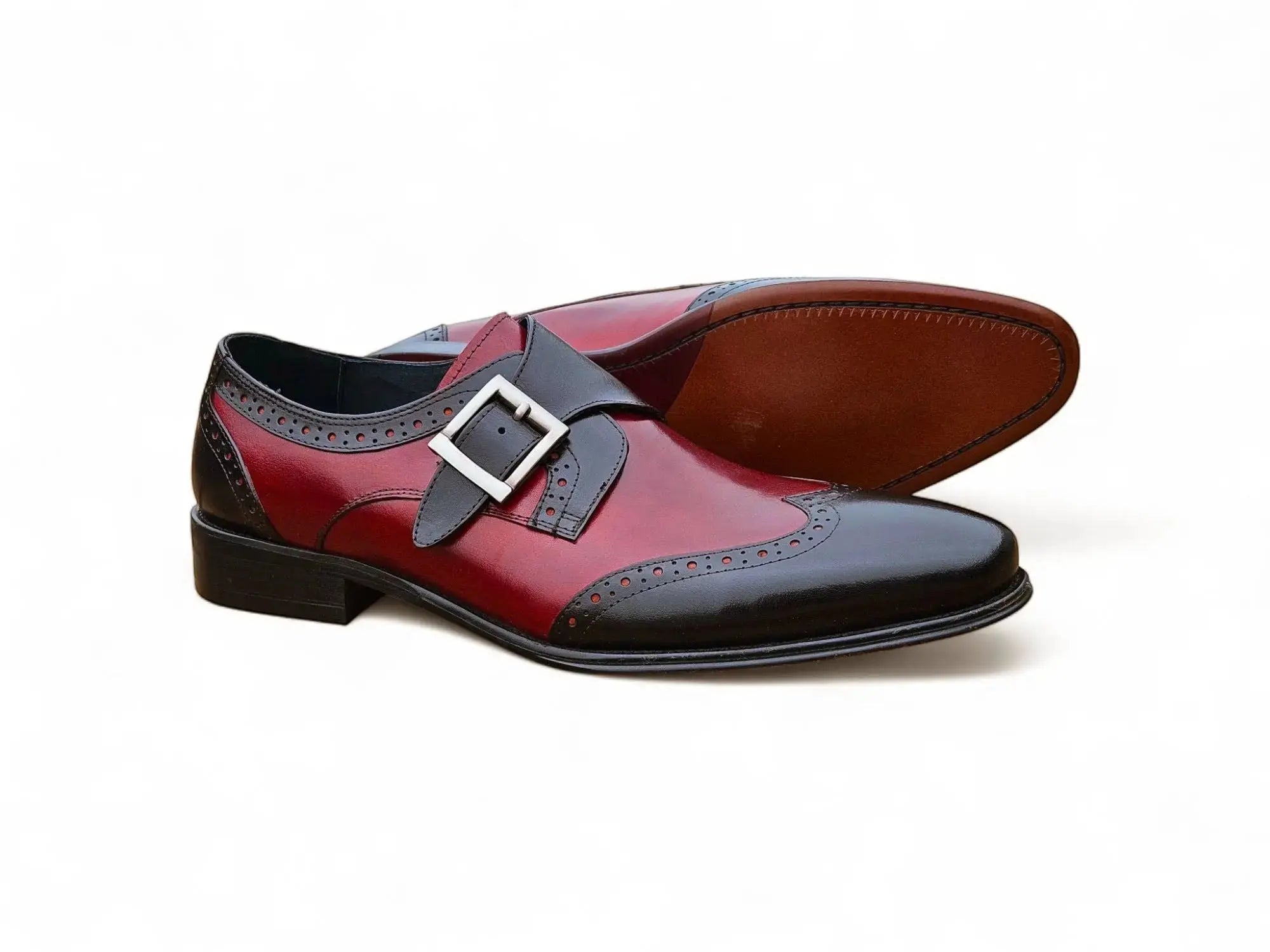Burnished Wingtip Monk Strap KS099-710 Carrucci