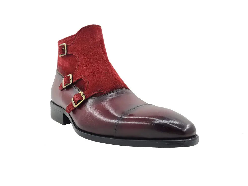Calf & Suede Three Buckles Monk Chukka Boot Carrucci