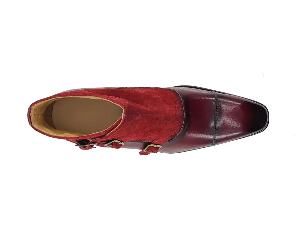 Calf & Suede Three Buckles Monk Chukka Boot Carrucci