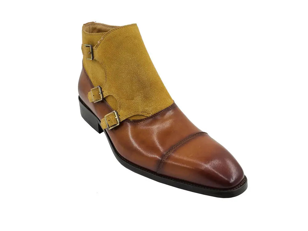 Calf & Suede Three Buckles Monk Chukka Boot Carrucci