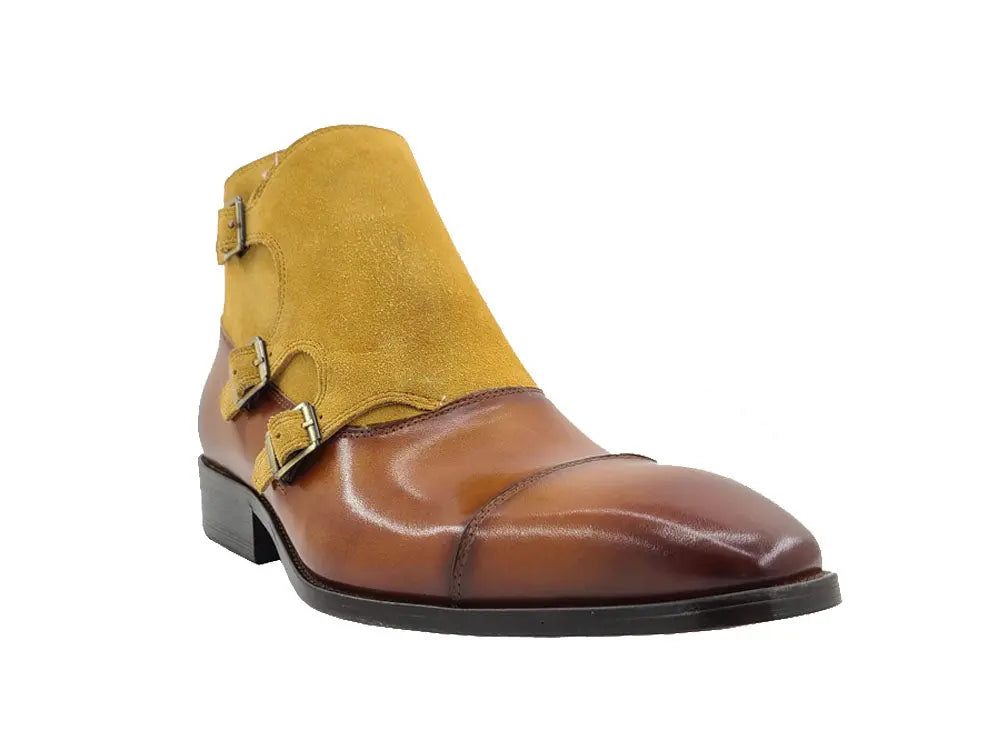 Calf & Suede Three Buckles Monk Chukka Boot Carrucci