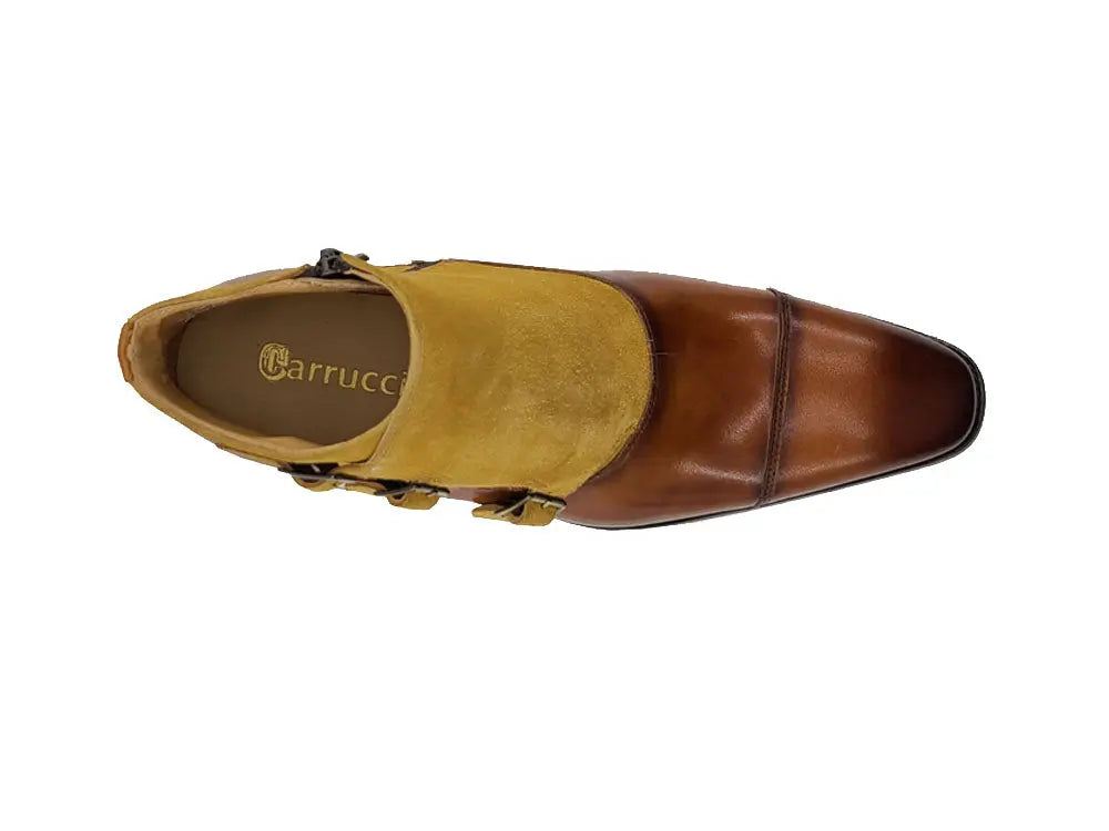Calf & Suede Three Buckles Monk Chukka Boot Carrucci