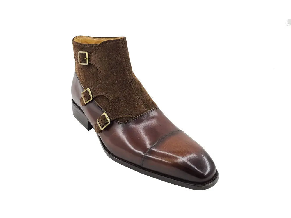 Calf & Suede Three Buckles Monk Chukka Boot Carrucci