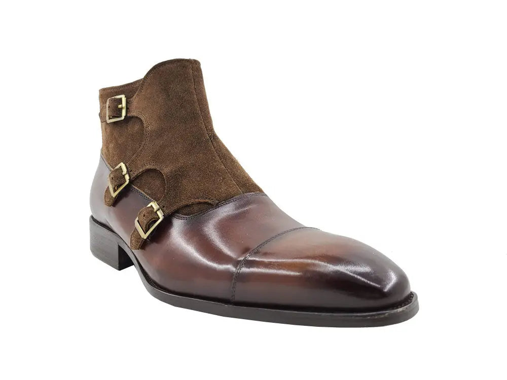 Calf & Suede Three Buckles Monk Chukka Boot Carrucci
