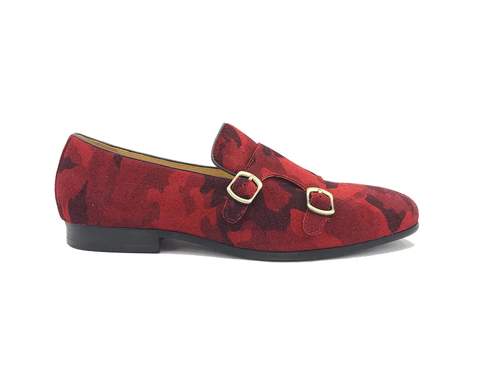 Camo Suede Double Monk Straps Slip-on Carrucci