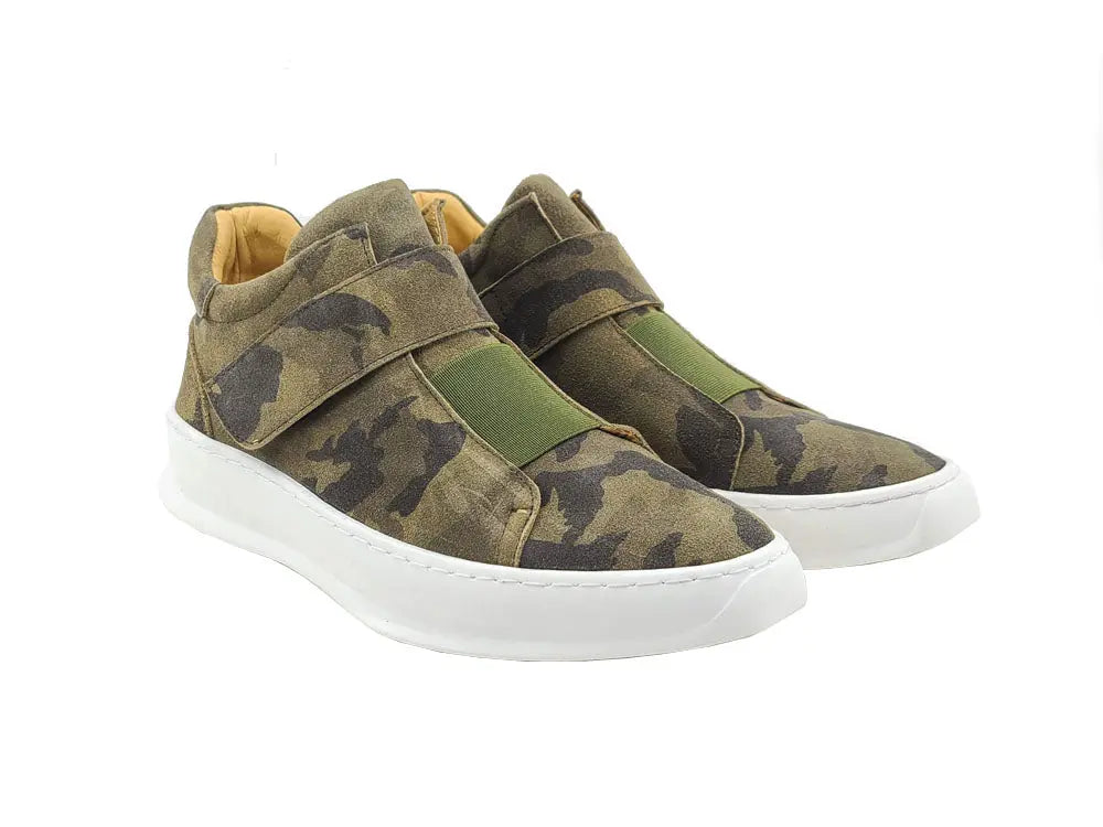 Camouflage Printed Suede Sneakers Carrucci