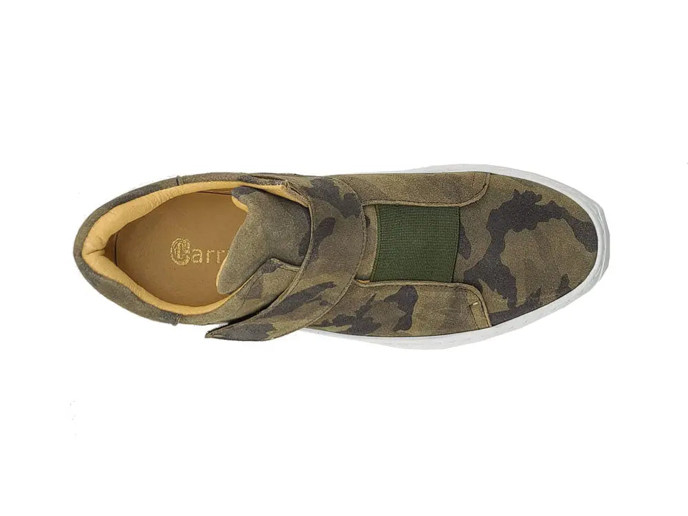 Camouflage Printed Suede Sneakers Carrucci