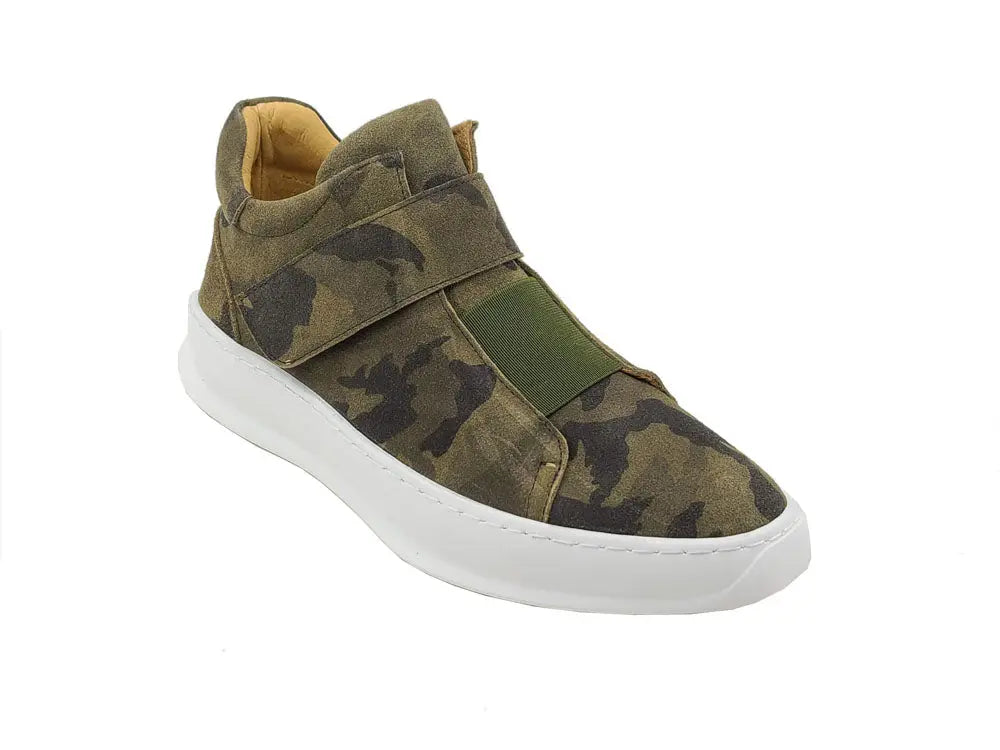 Camouflage Printed Suede Sneakers Carrucci