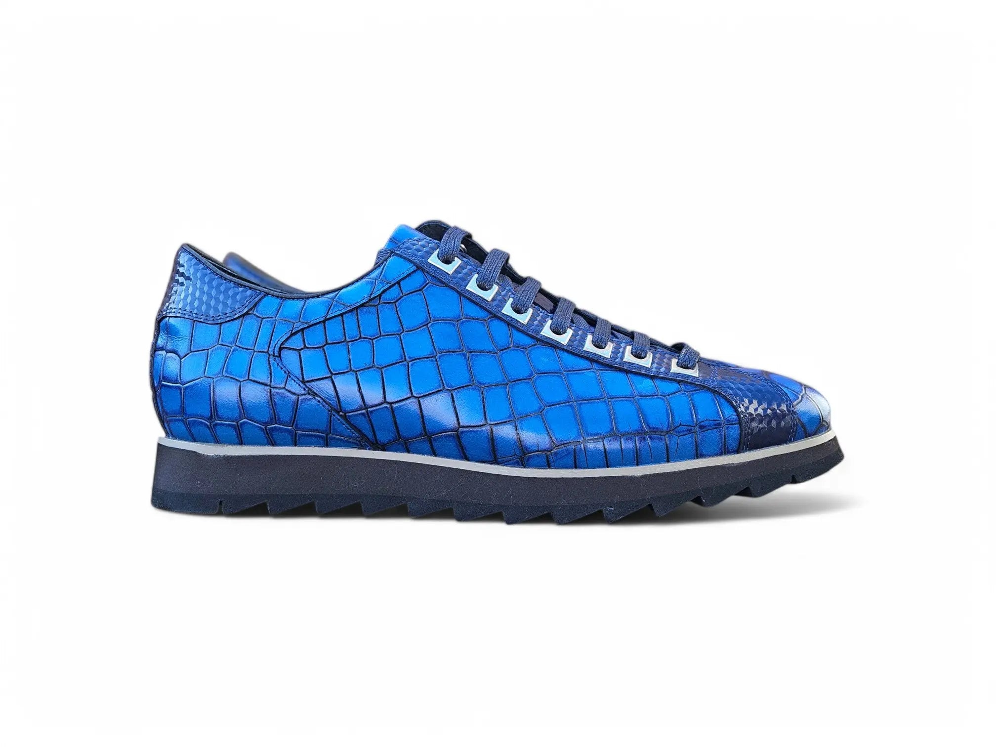 Crocodile-Embossed Leather Sneaker Carrucci