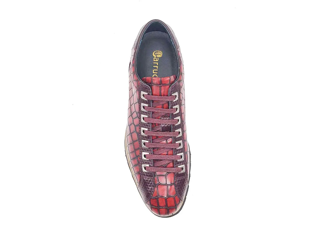 Crocodile-Embossed Leather Sneaker Carrucci