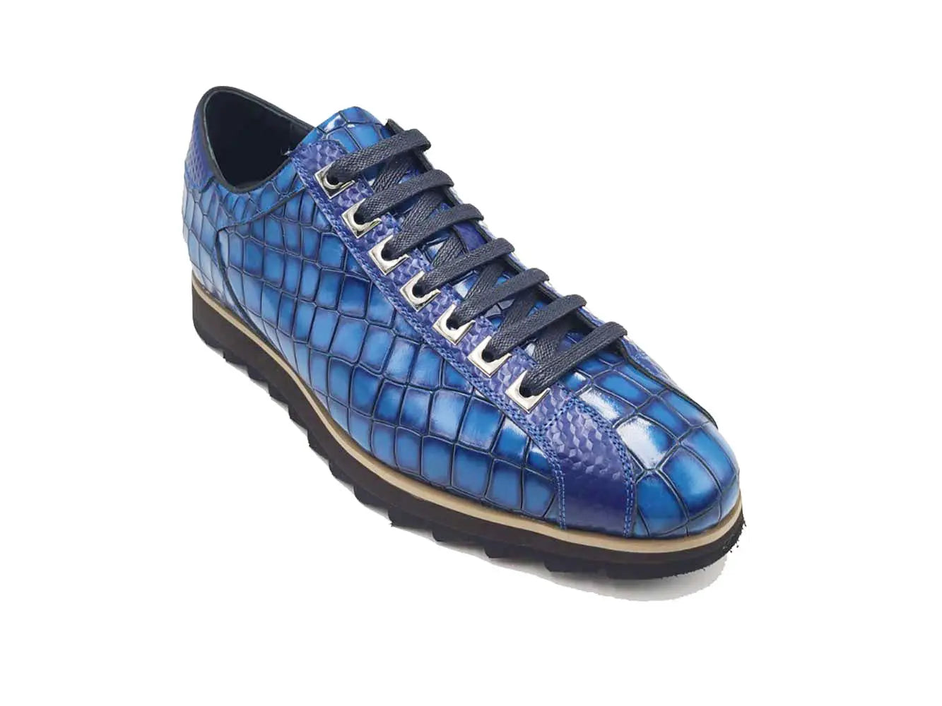 Crocodile-Embossed Leather Sneaker Carrucci