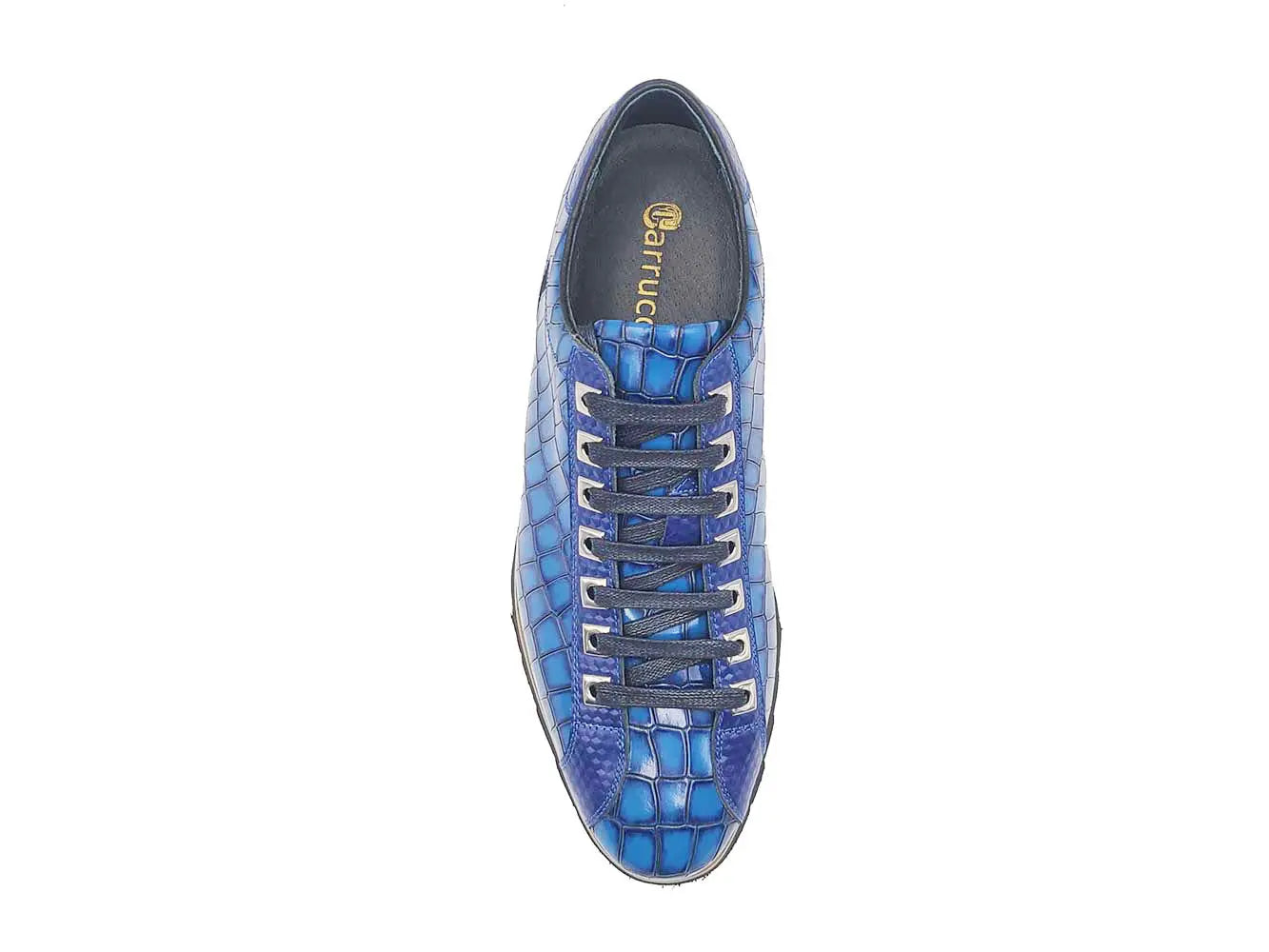 Crocodile-Embossed Leather Sneaker Carrucci