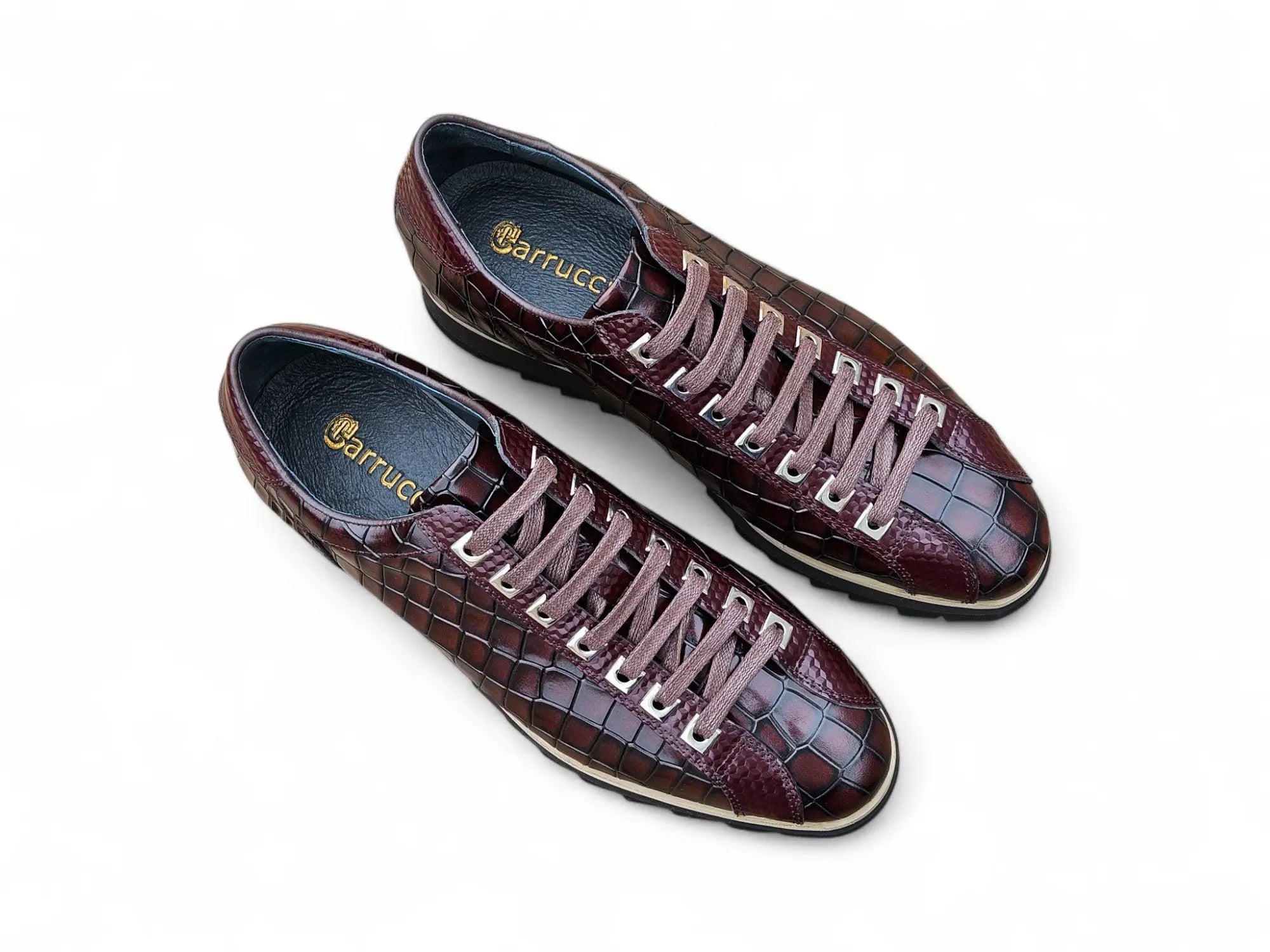 Crocodile Embossed Leather Sneaker Carrucci