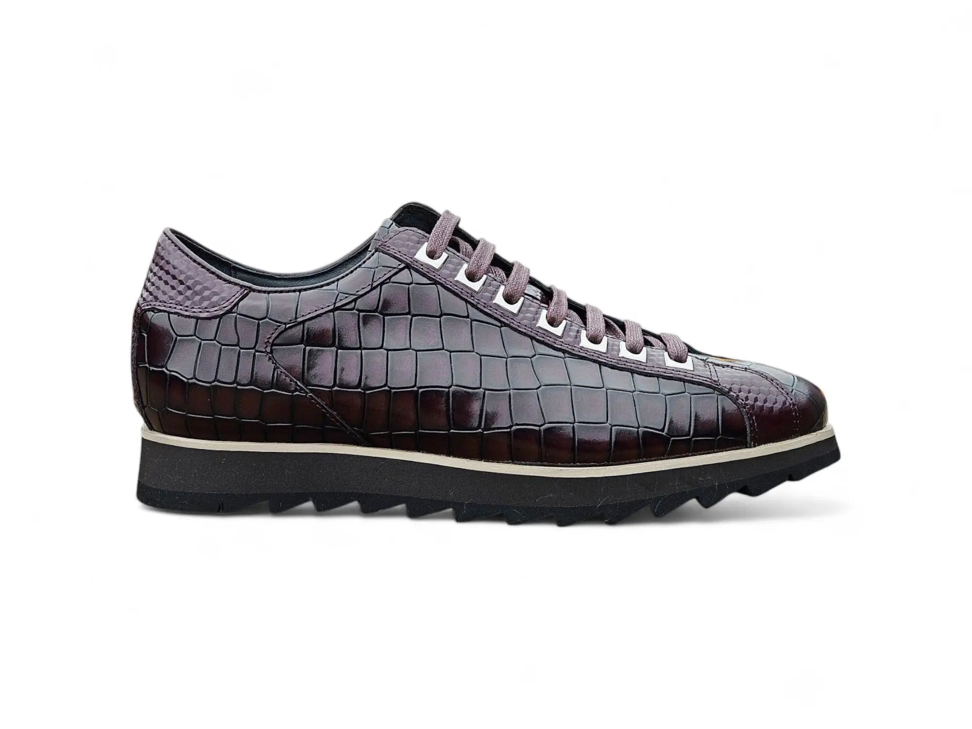 Crocodile Embossed Leather Sneaker Carrucci