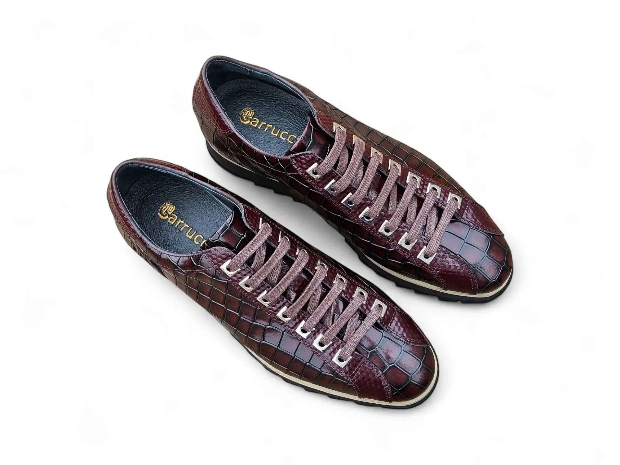 Crocodile Embossed Leather Sneaker Carrucci