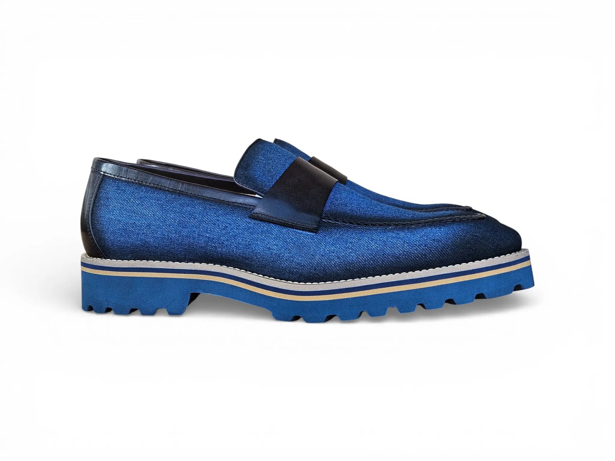 Denim Penny Loafer in Lug Sole Carrucci