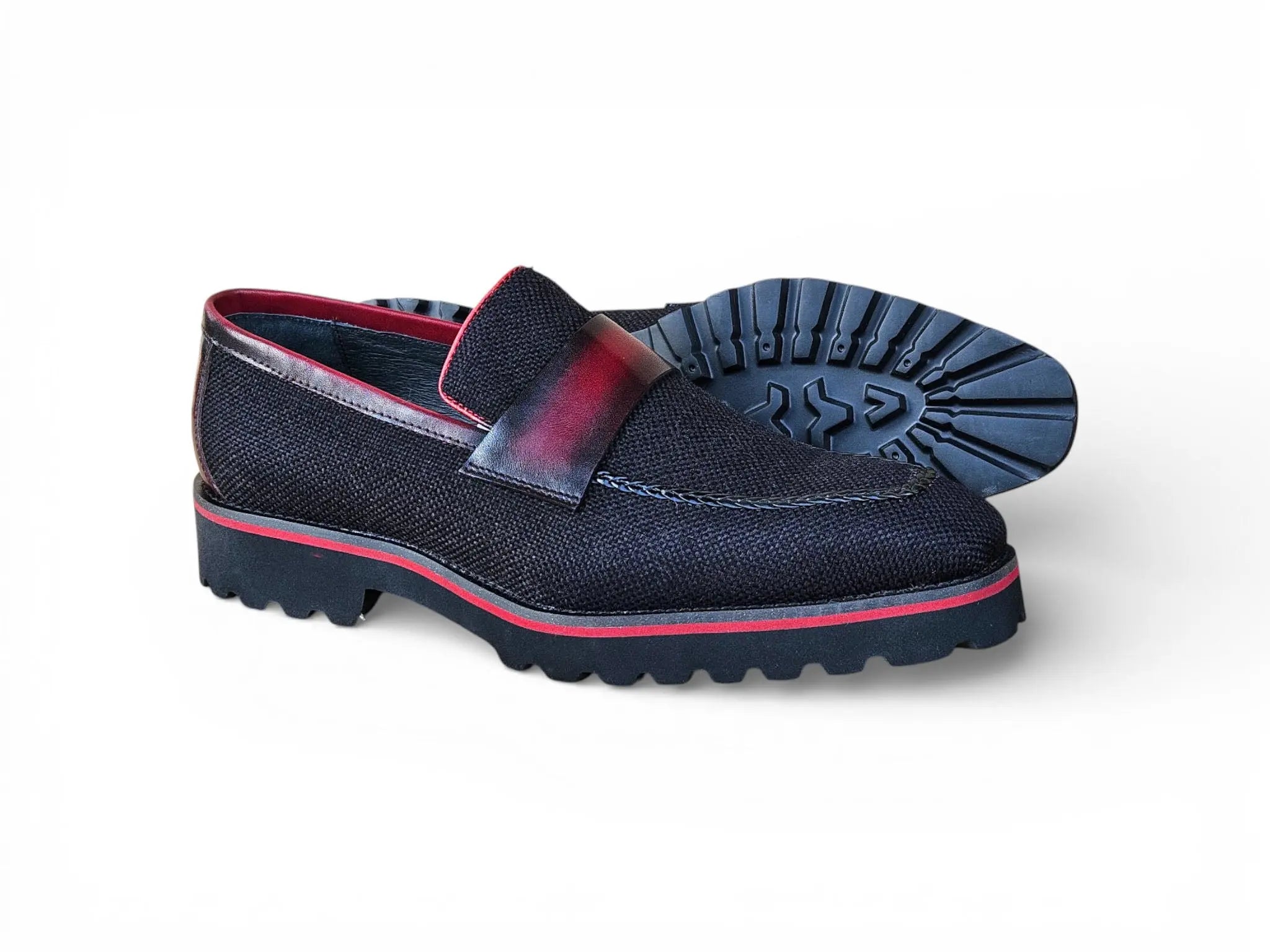 Denim Penny Loafer in Lug Sole Carrucci