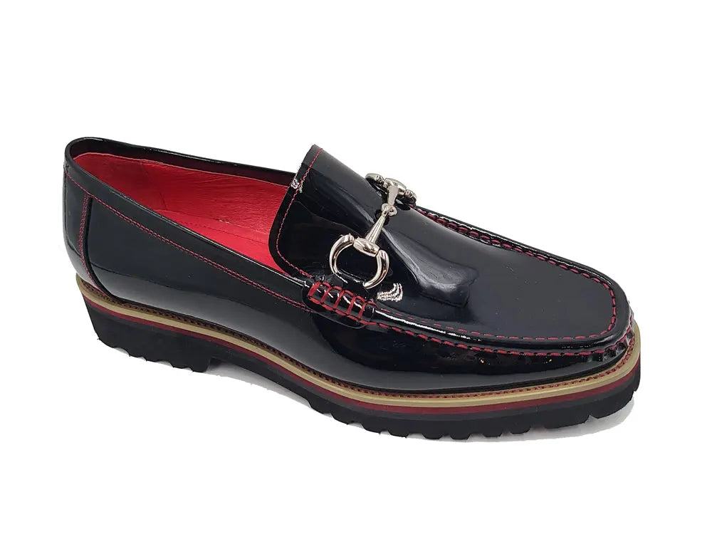 Elegant Patent Leather Horse Bit Loafer Carrucci
