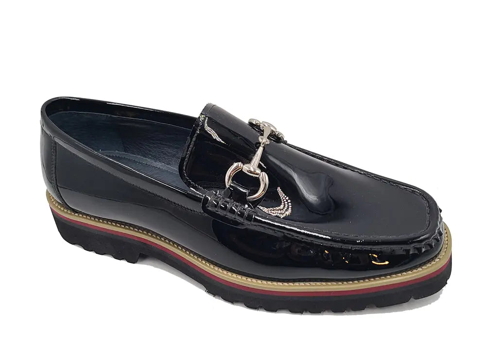 Elegant Patent Leather Horse Bit Loafer Carrucci