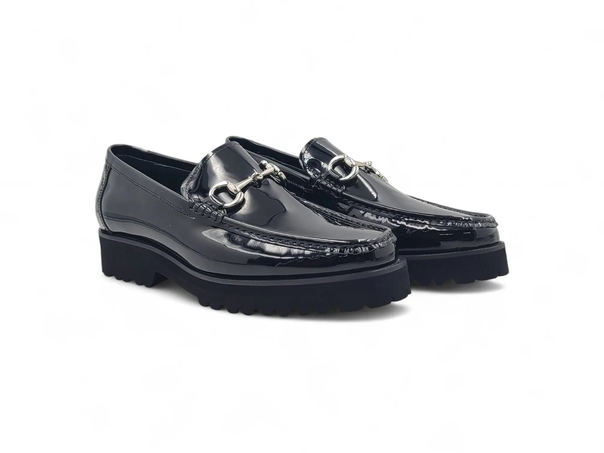 Elegant Patent Leather Horse Bit Loafer Carrucci