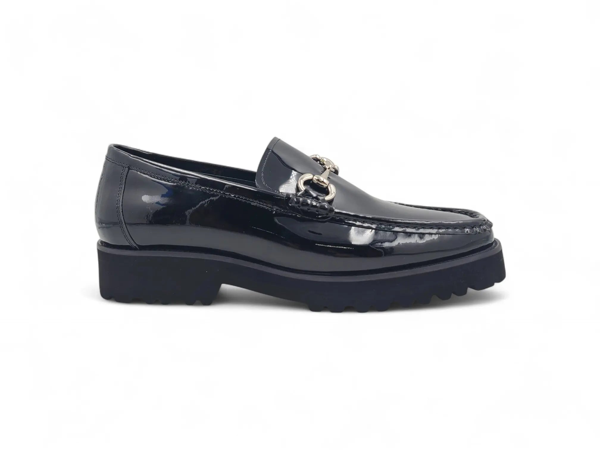 Elegant Patent Leather Horse Bit Loafer Carrucci