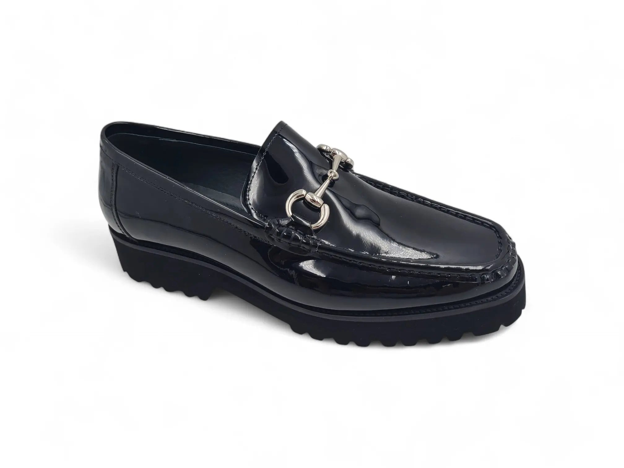 Elegant Patent Leather Horse Bit Loafer Carrucci