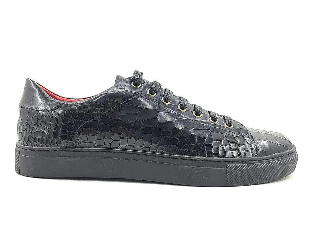 Embossed Leather Fashion Sneaker Carrucci