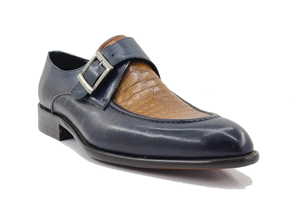 Embossed Moc Single Monkstrap Shoe Carrucci