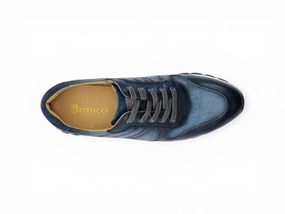 Fashion Sneaker Calfskin with Canvas inlaid Carrucci