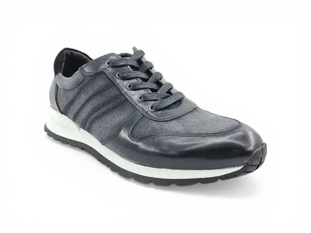 Fashion Sneaker Calfskin with Canvas inlaid Carrucci