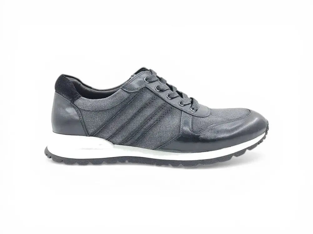 Fashion Sneaker Calfskin with Canvas inlaid Carrucci