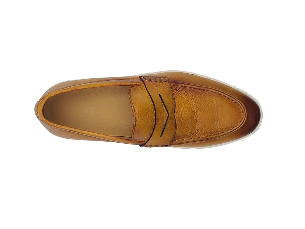 Gorgeous Patina Burnished Penny Loafer Sneaker Carrucci