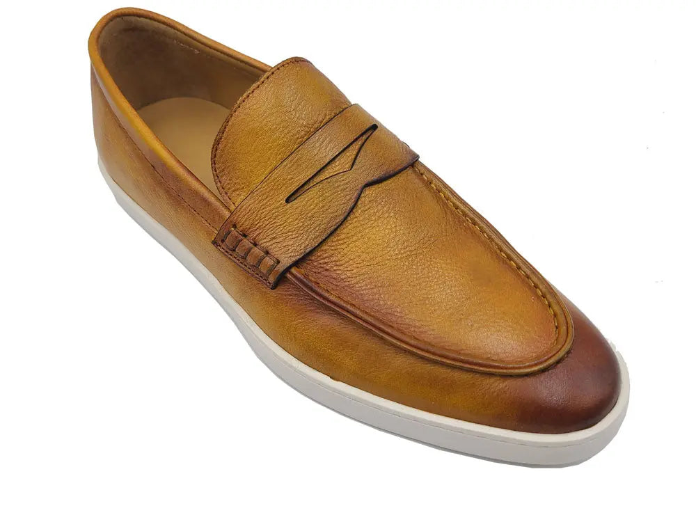 Gorgeous Patina Burnished Penny Loafer Sneaker Carrucci