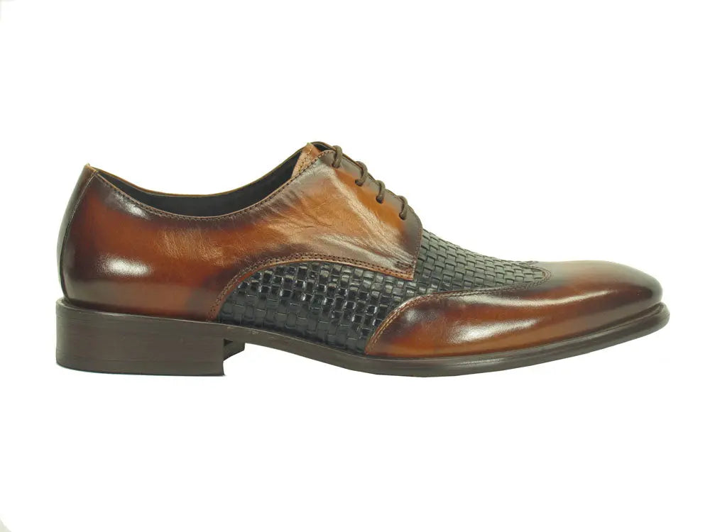 Hand Braided Leather Woven Oxford - Carrucci Shoes Black / 8