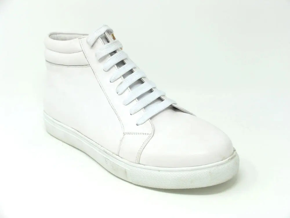 High Top Side Zipper Leather Sneaker Carrucci