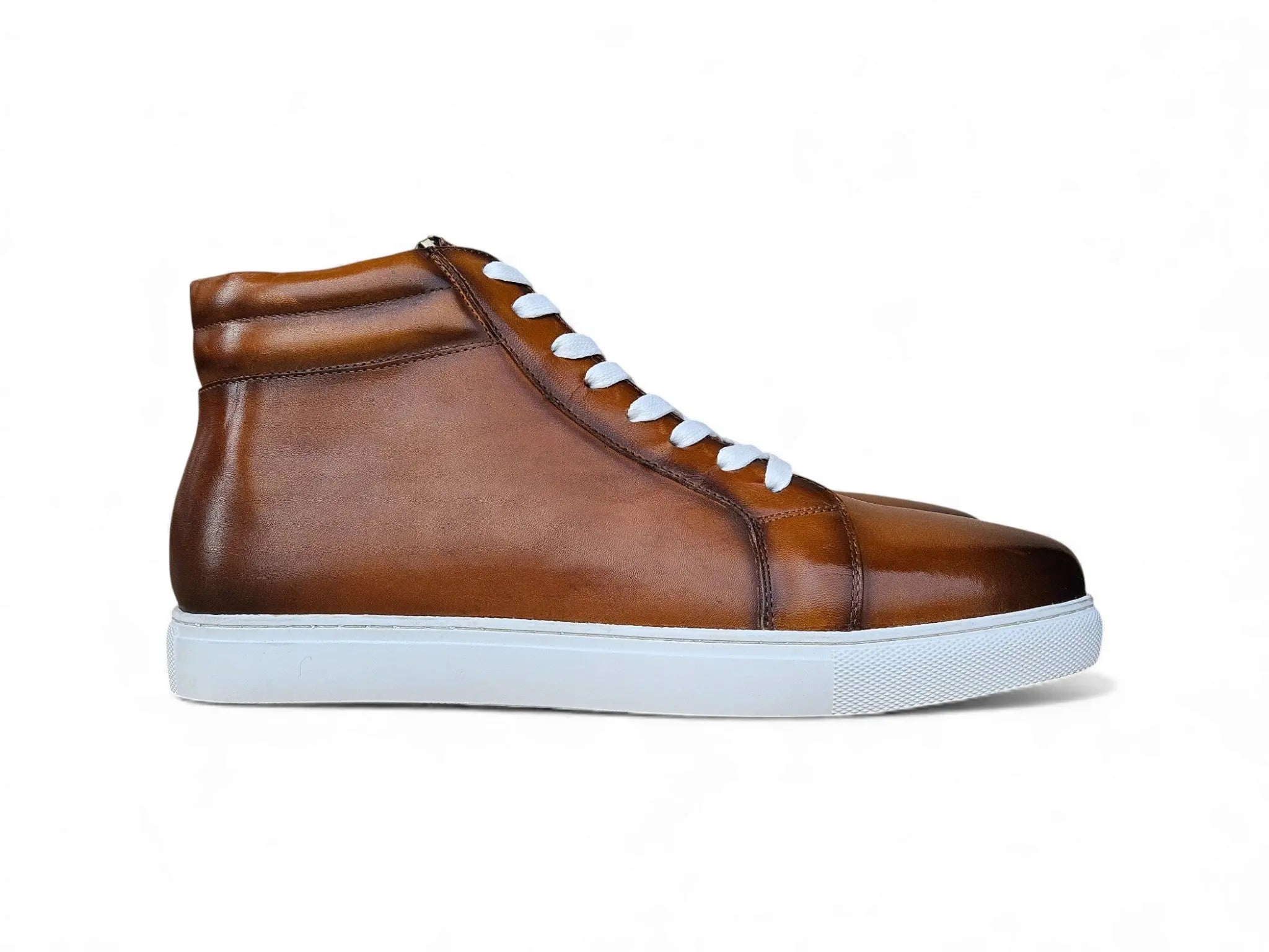 High Top Side Zipper Leather Sneaker Carrucci