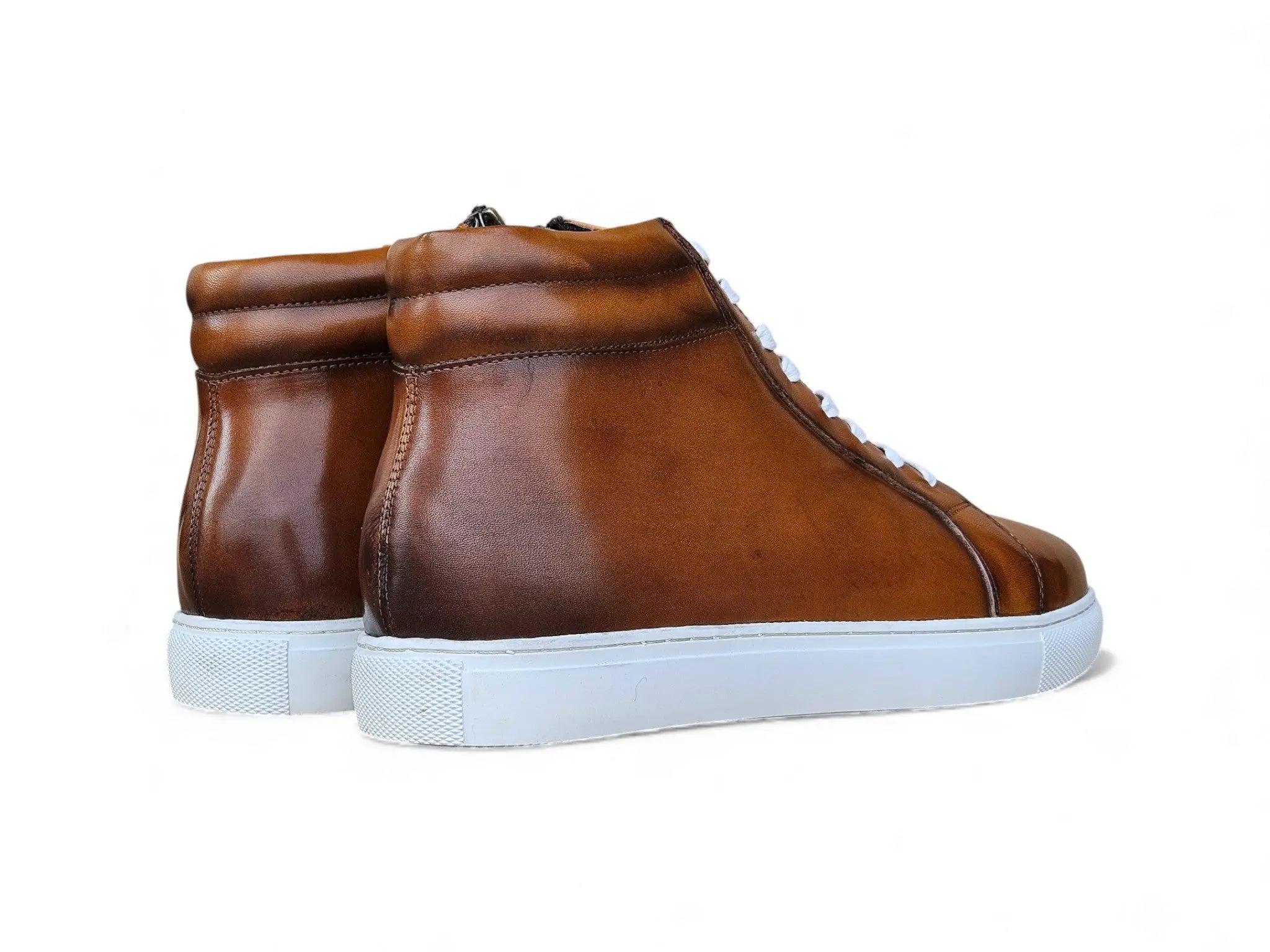 High Top Side Zipper Leather Sneaker Carrucci