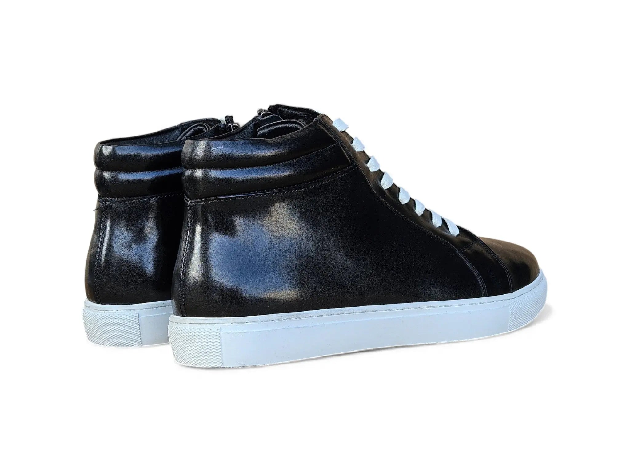 High Top Side Zipper Leather Sneaker Carrucci