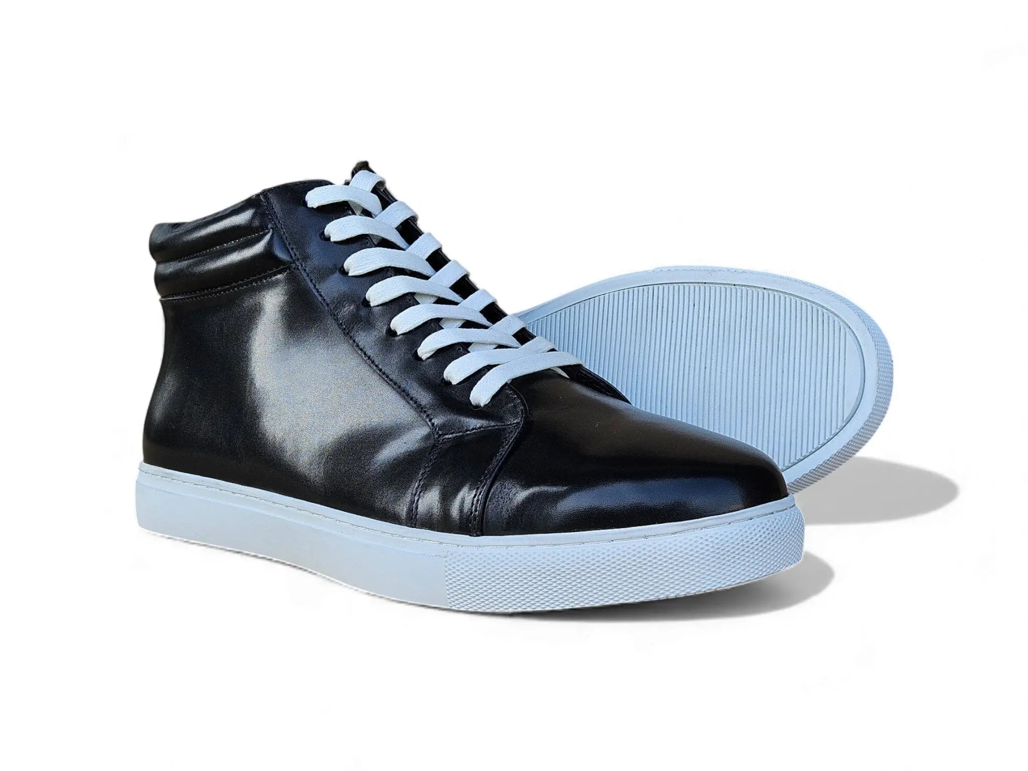 High Top Side Zipper Leather Sneaker Carrucci