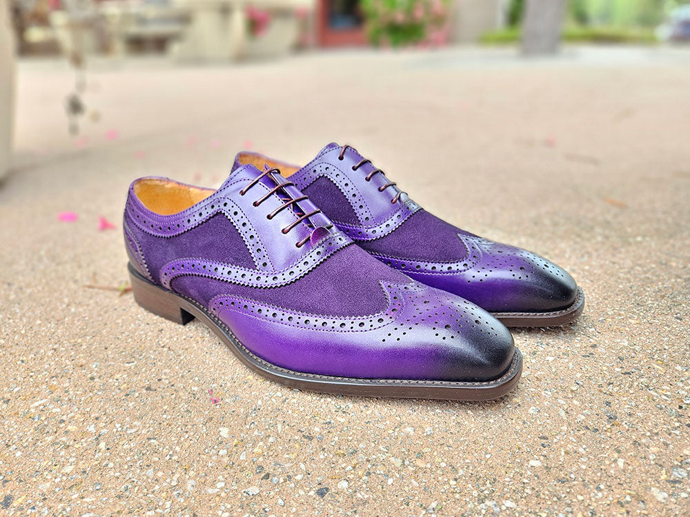 Mixed Media Burnished Wingtip Oxford