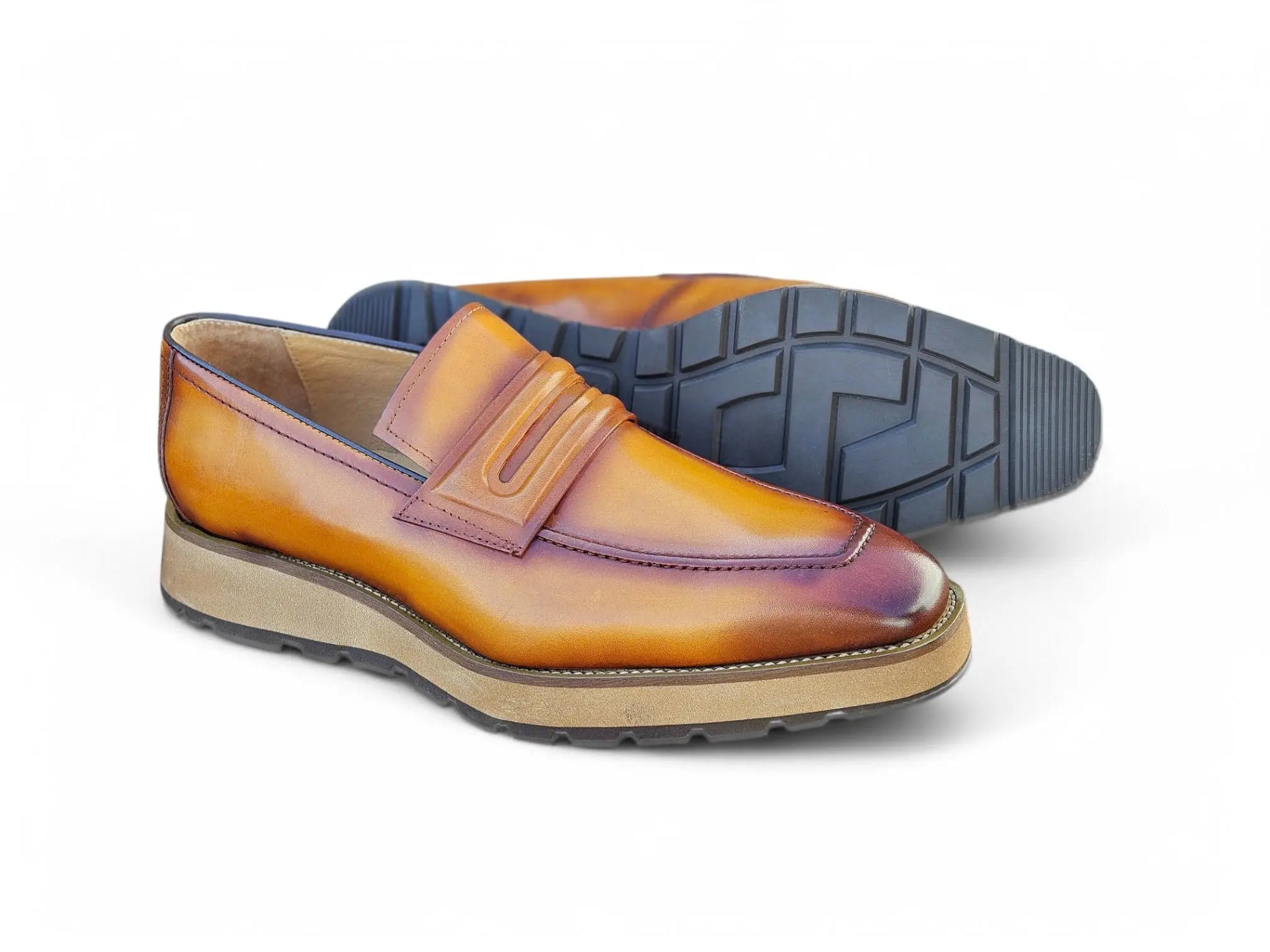Leather Penny Loafer in Chunky Sole Carrucci
