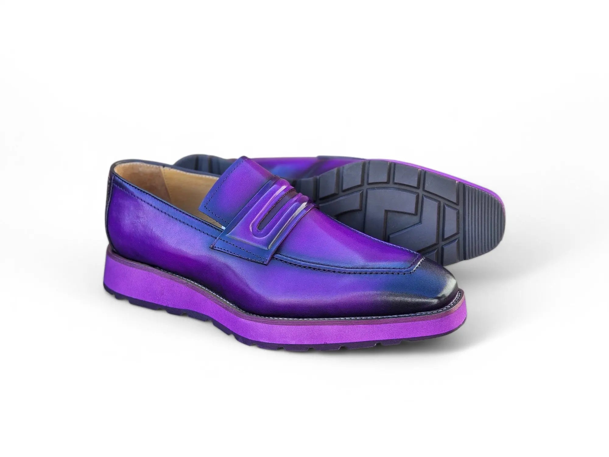 Leather Penny Loafer in Chunky Sole Carrucci