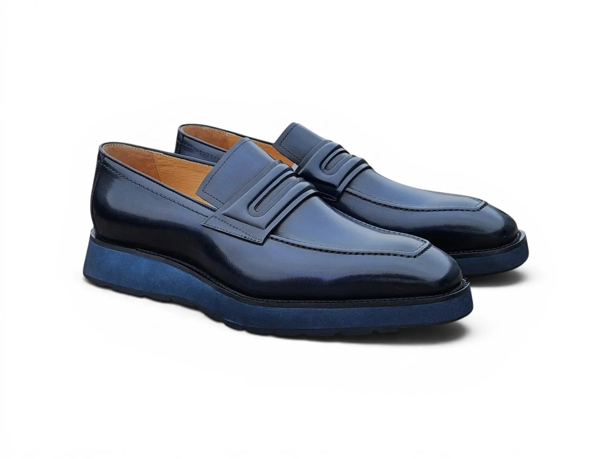 Leather Penny Loafer in Chunky Sole Carrucci