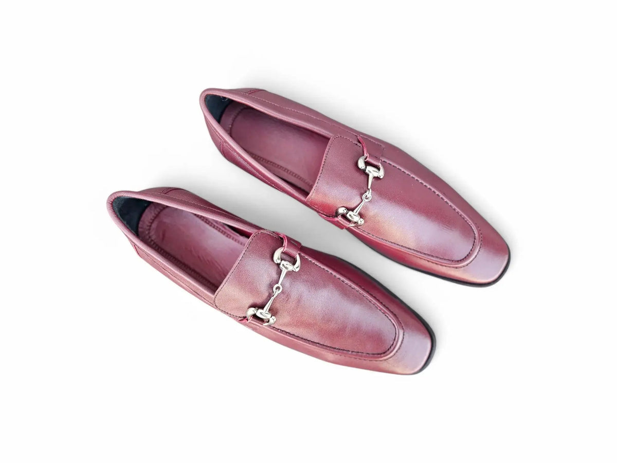 Salvatore Ferragamo Burgundy Leather Horsebit Loafers $850 SALVATORE FERRAGAMO -  main image 3