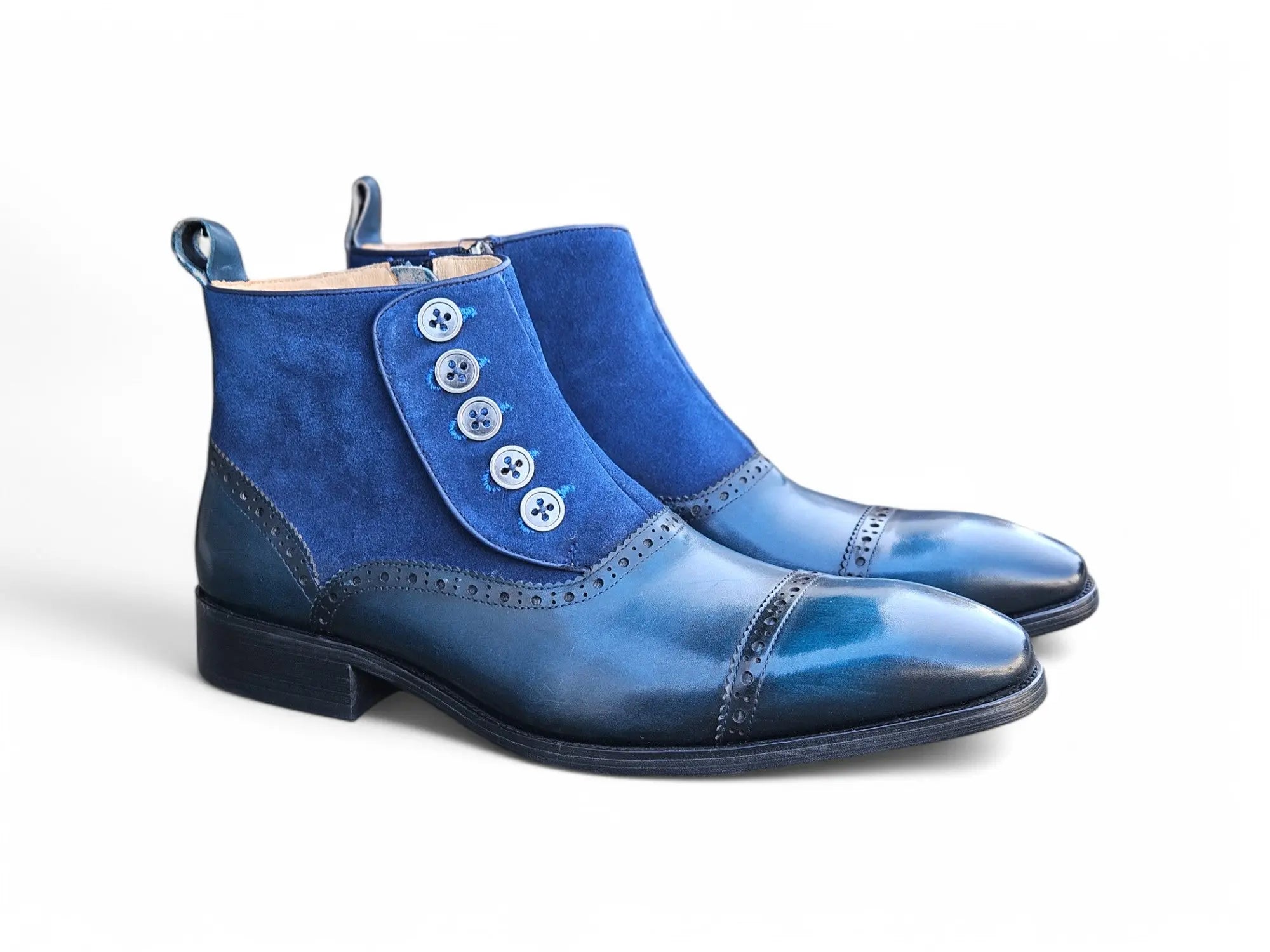 Leather & Suede Slip-On Boot - Carrucci Shoes Navy / 10.5 Leather & Suede Slip-On Boot - Carrucci Shoes Navy / 10.5