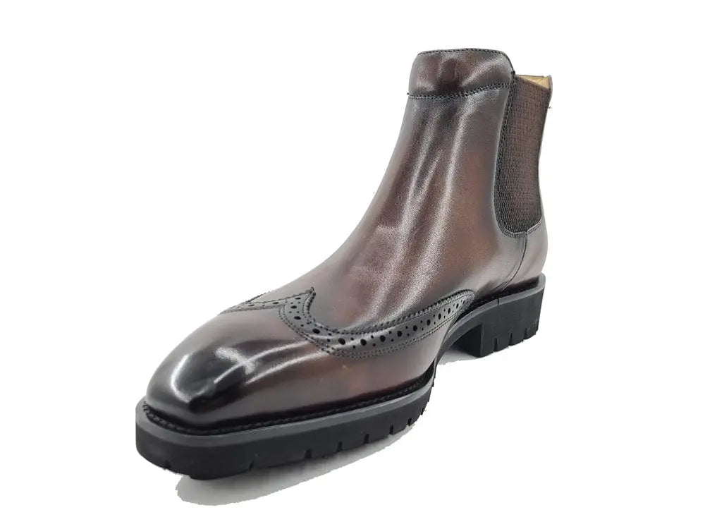 Lug Sole Chelsea Boot with Wingtip Toe Carrucci