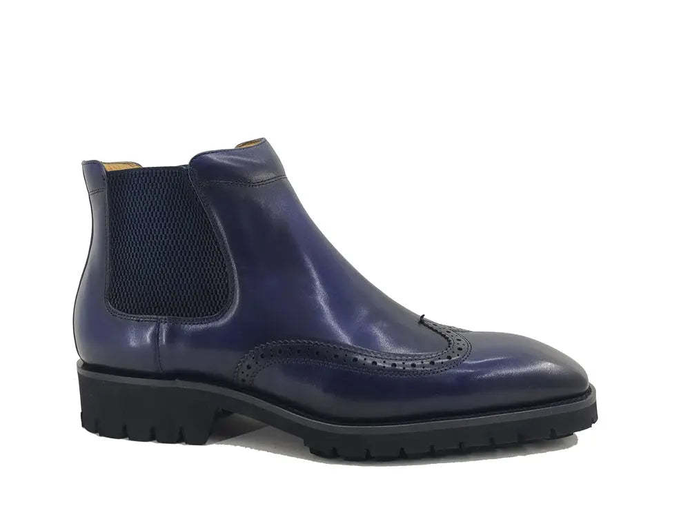 Lug Sole Chelsea Boot with Wingtip Toe Carrucci