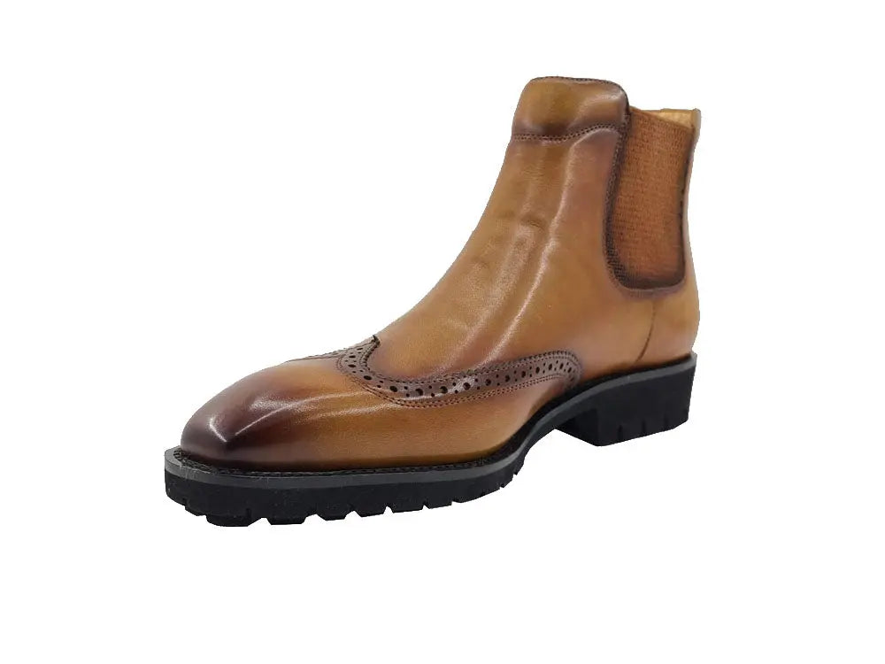 Lug Sole Chelsea Boot with Wingtip Toe Carrucci